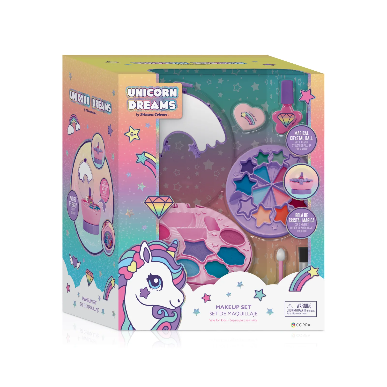 UNICORNIO - BOLA DE CRISTAL C/MAQUILLAJE EN CAJA